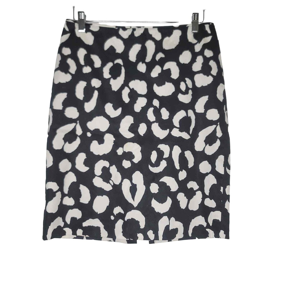 Carlisle Animal Print Pencil Skirt 6 Black White Lined Career Classic Preppy